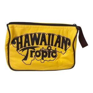 Vintage Hawaiian Tropic Yellow Zipper Pouch Cosmetic Bag 70s Style